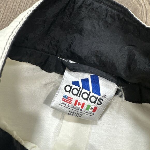 Vintage Adidas Windbreaker Jacket Men’s Large Yellow Black 3-Stripes 90s Retro - Picture 5 of 6